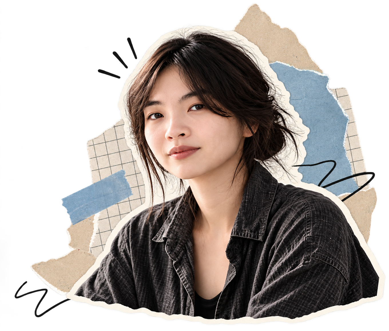 Ally in a vintage paper collage portrait sticker